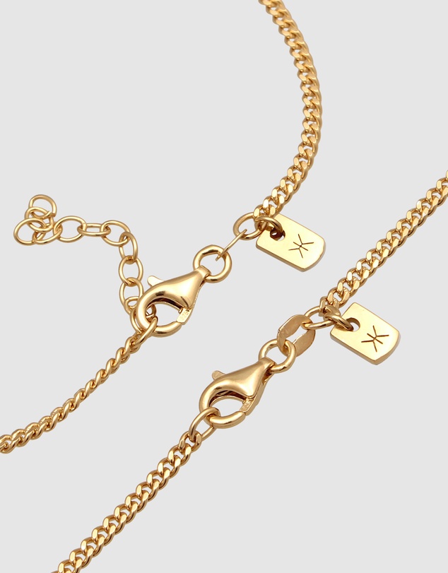 Kuzzoi - ICONIC EXCLUSIVE - Curb Chain Necklace and Bracelet Set in Gold-Plated 925 Sterling Silver