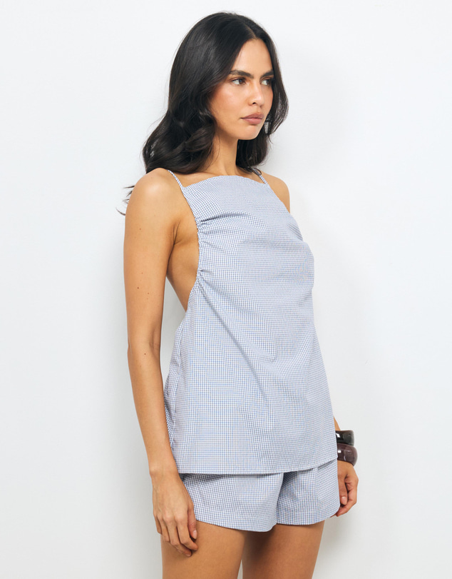 AERE - Zara Ruched Mini Check Top