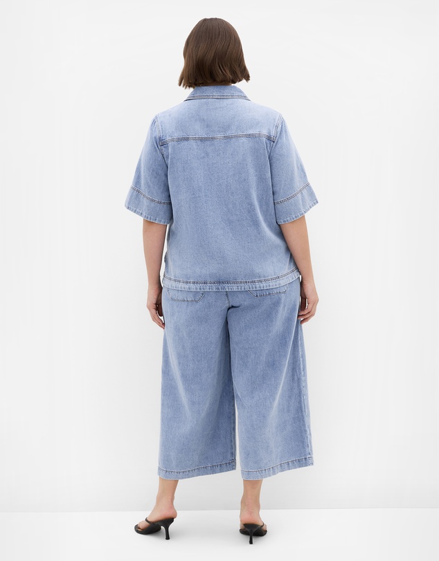 City Chic - Plus size Tiana Cotton Denim Crop Pant - ice wash
