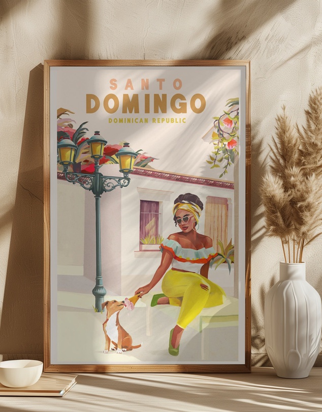 Olive et Oriel - Santo Domingo Dominican Republic Woman A Dog by The Whiskey Ginger Art Print