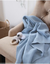 Living Textiles - Pram Knitted Blanket - Celestial Blue