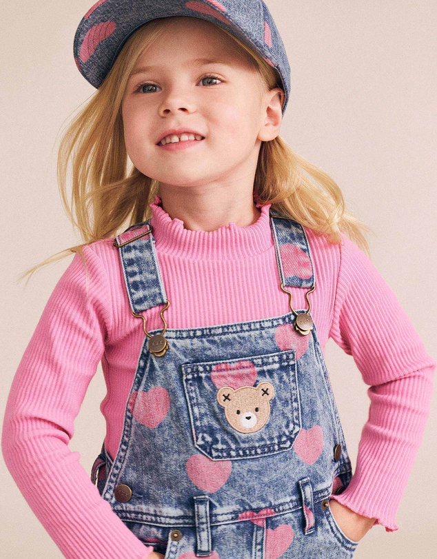 Huxbaby - Dreamy Denim Hearts Pinafore Dress - Babies-Kids