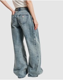 GUESS Originals - GUESS Originals Mid Rise Side Pleat Wide Leg Jeans