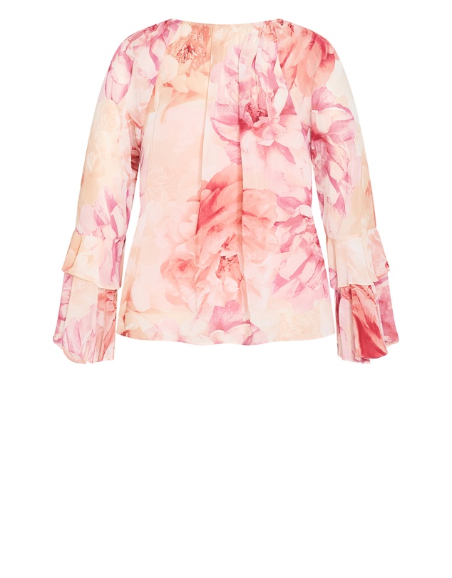 City Chic - Ruffle Glam Print Top