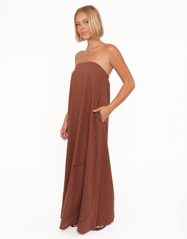 Petal & Pup - Como Strapless Maxi Dress - Brown
