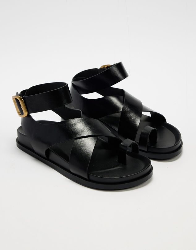 AERE - Leather Crossover Footbed Sandals