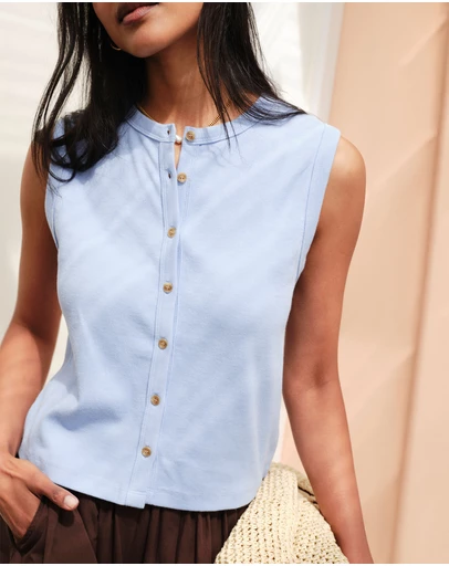Ceres Life - Lyla Button Through Rib Tank