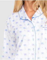 Sant And Abel - Women's Blue Palm Tree Long Sleeve Pajama Set