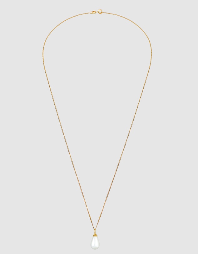 Elli Jewelry - Shell Pearl Long Necklace in Gold-Plated 925 Silver