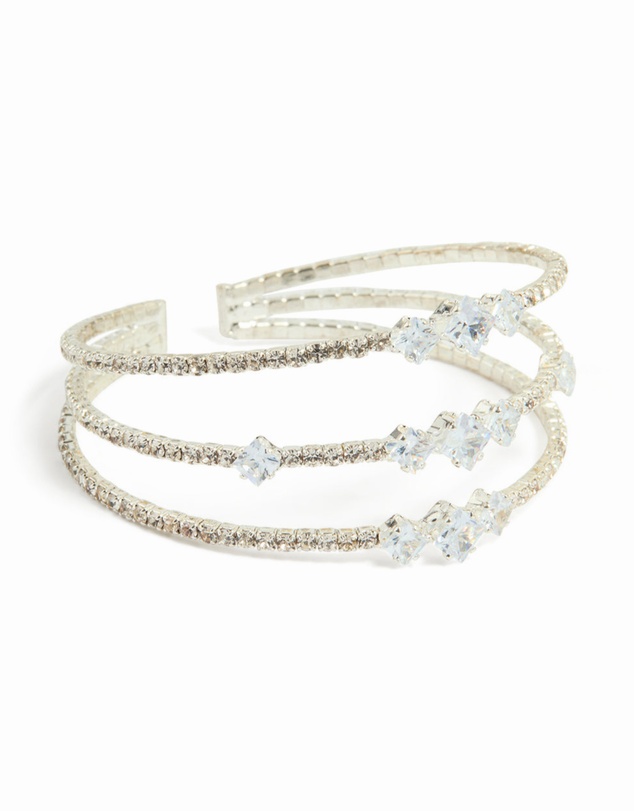 Lovisa - Silver Cubic Zirconia Layered Bangle