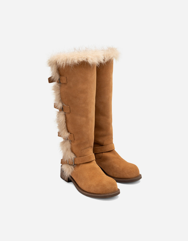 Ozwear Connection Uggs - UGG Fur Trim Buckle Long Boot