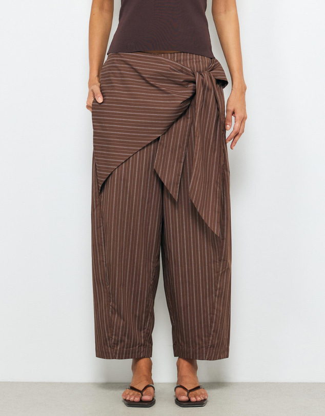 AERE - Stripe Cotton Front Tie Pants