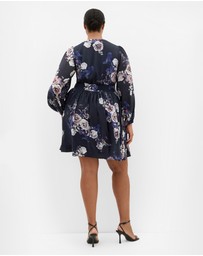 City Chic - Plus size Silver Blossom Mini Dress - navy