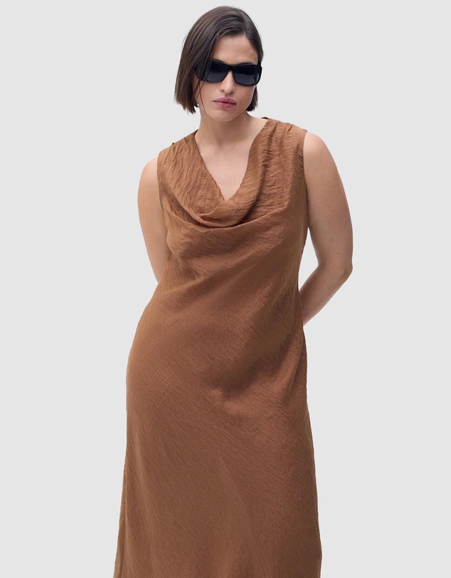 M.N.G - Cleo Draped-Neck Lyocell Dress