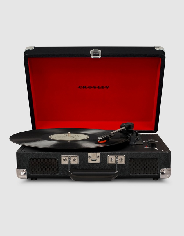 Crosley - Crosley Cruiser Bluetooth Portable Turntable - Black + Bundled Crosley Record Storage Display Stand