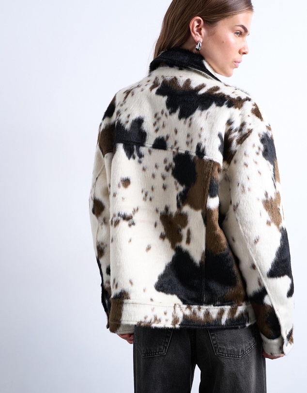 TOPSHOP - Faux Fur Western Trucker Jacket
