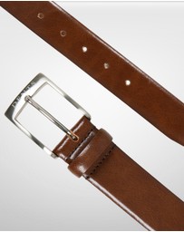 DENTS - Heritage Lined Gloss Full-Grain Leather Belt with Satin Nickel Buckle