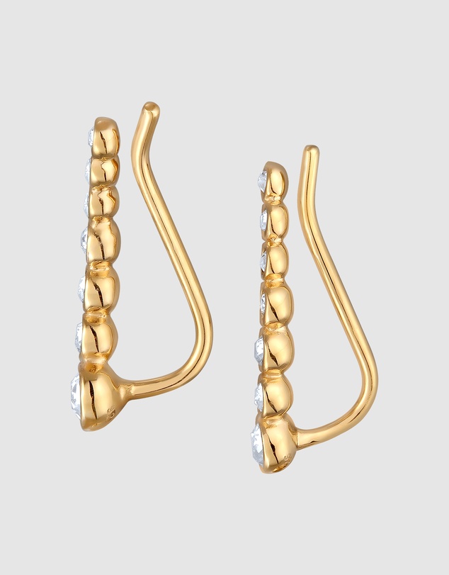 Elli Jewelry - Crystal Ear Climber Earrings in Gold-Plated 925 Silver