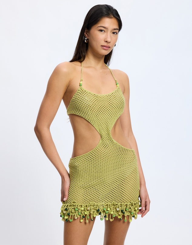 Jaded London - Crochet Bead Trim Twist Detail Mini Dress