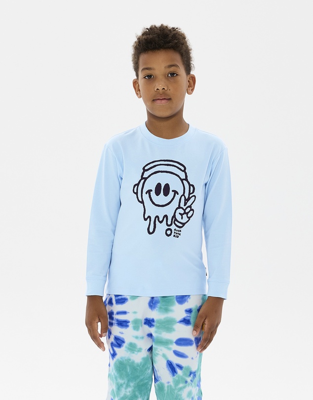 Rock Your Kid - Chill Out David Long Sleeve T-Shirt in Light Blue