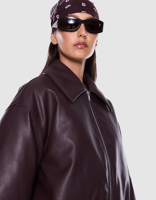 ENA PELLY - Monroe Faux Leather Bomber Jacket