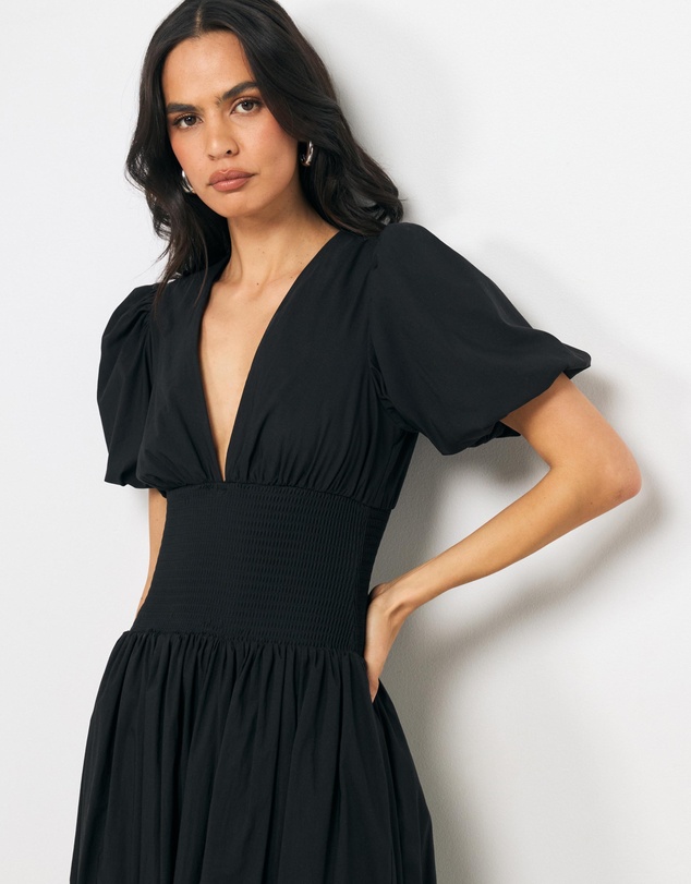AERE - Leta Shirred Cotton Midi Dress