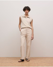 Trenery - Garment Dyed Denim Tailored Pant in Stone