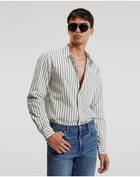Calibre - Relaxed Cotton Striped Shirt Black Stripe