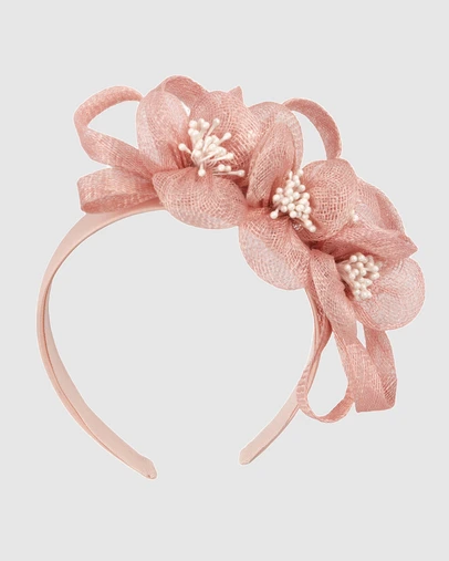 Max Alexander - Small Pink Sinamay Flowers Fascinator