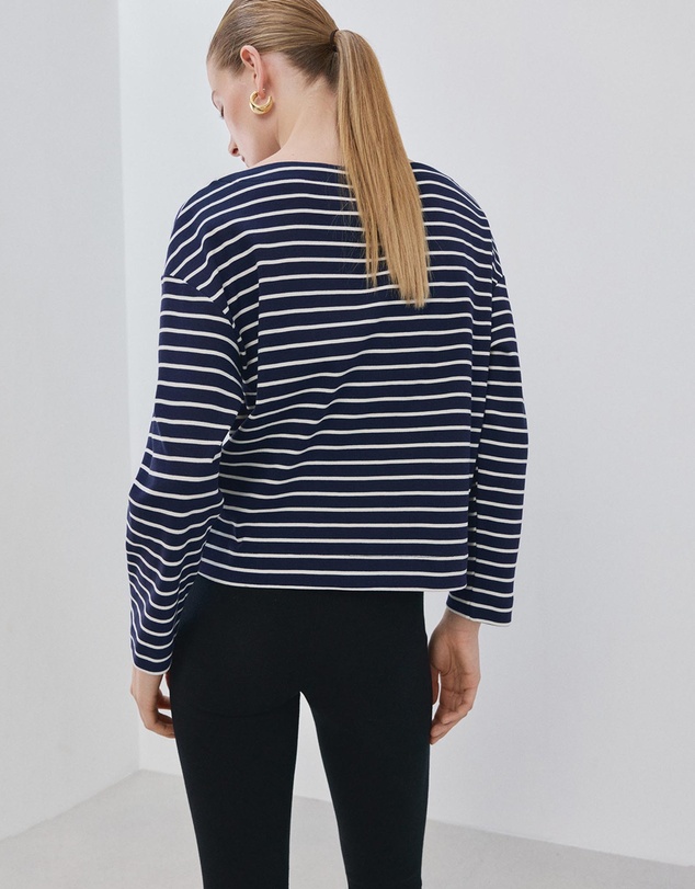 M.N.G - Striped Boat Neck Sweatshirt
