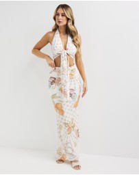 Dazie - Mermaid Mirage Viscose Halter Crop Top