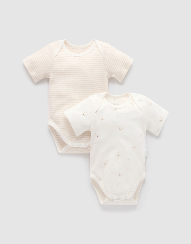 Purebaby - 2 Pack Short Sleeve Bodysuit - Babies