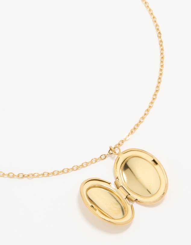 Lovisa - Waterproof Gold Plated Stainless Steel Oval Locket Short Necklace