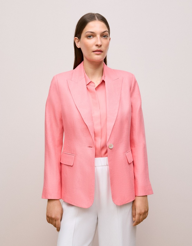 Trenery - Linen Twill Single Breasted Blazer in Pink Peony