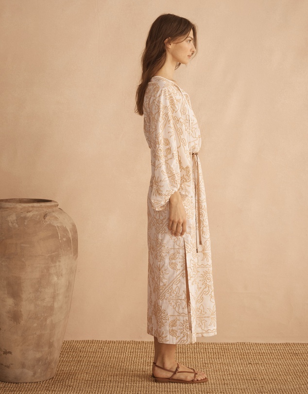 AUR OCEA - Embroidered Billow Sleeve Tunic Dress