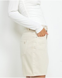 AERE - Celine Mid Rise Denim Shorts