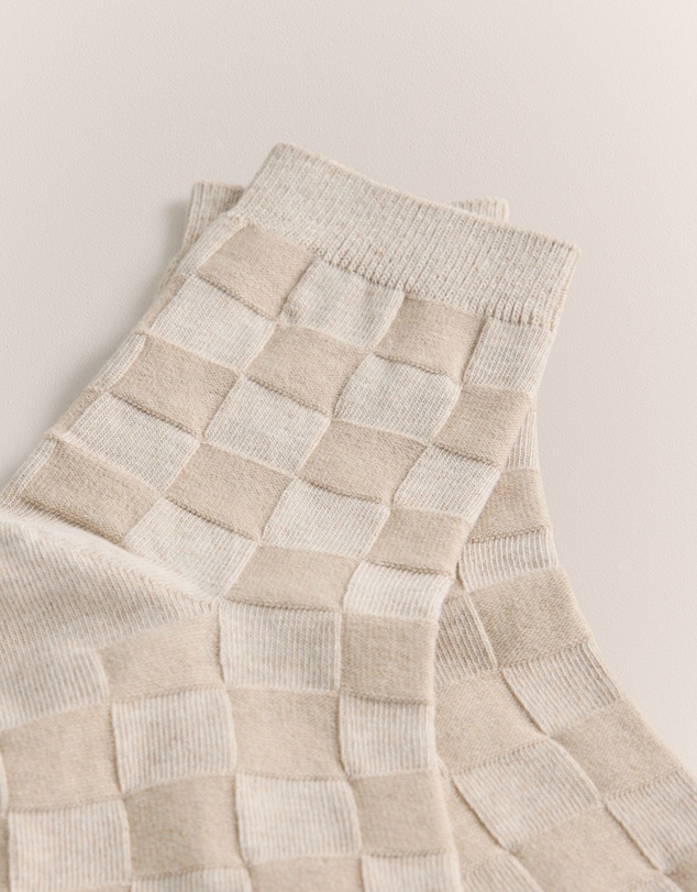 Trenery - Jacquard Lattice Sock in Flax Marle