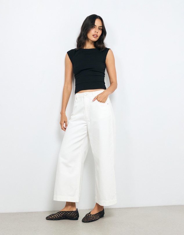 AERE - High Rise Wide Crop Jeans