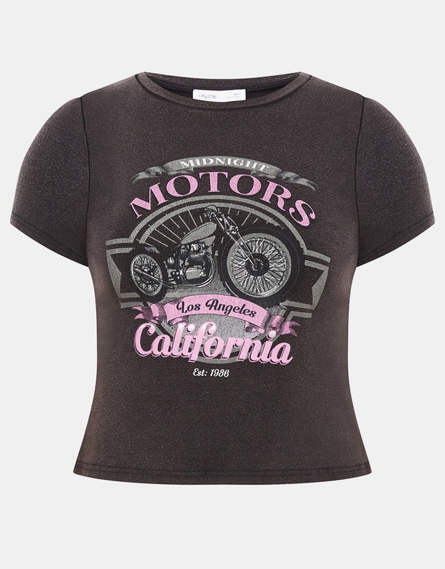 City Chic - Micro Pink Print Wash Tee