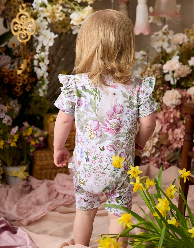 Fleur Harris - 'Heirloom Treasures' Precious Shorty Frill Coverall in Gardenia