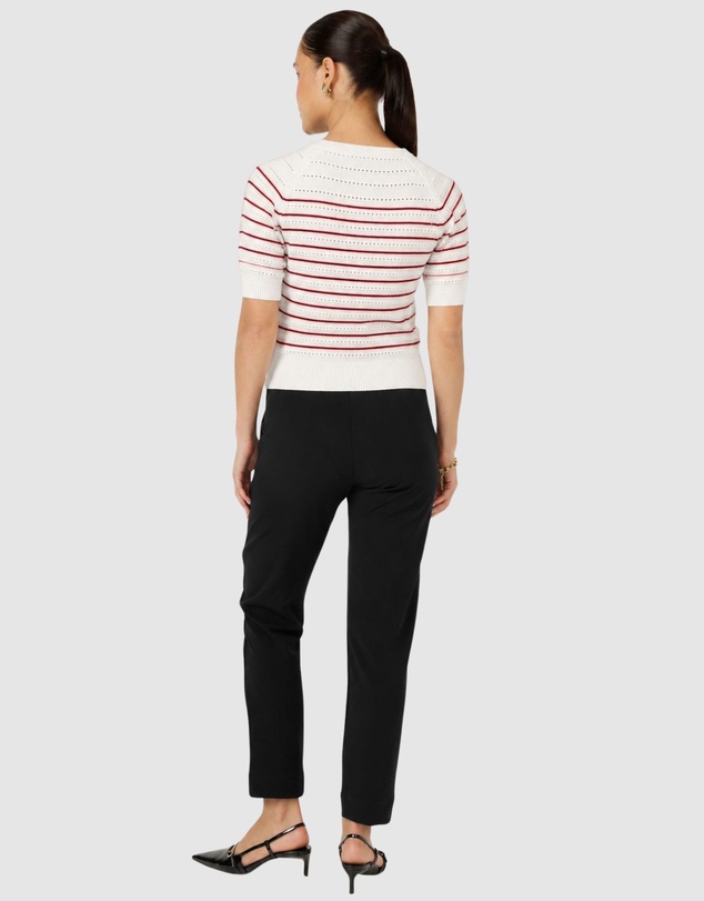 SACHA DRAKE - Eyelet Stripe Knit Top