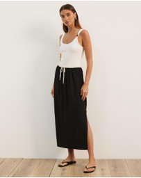 Atmos&Here - Jade Linen Blend Contrast Midi Skirt