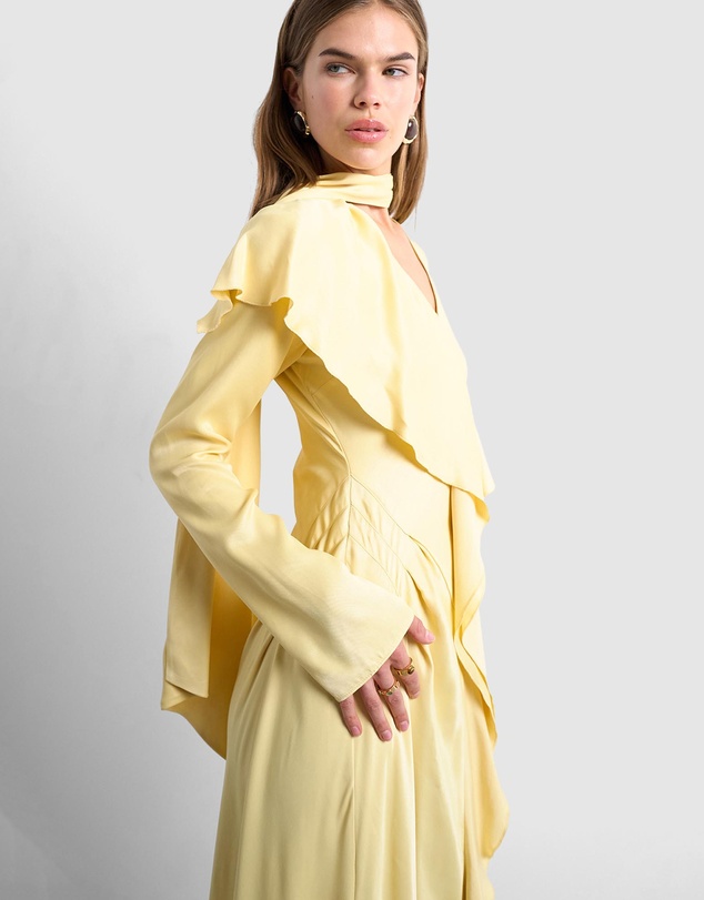 TOPSHOP - LS Ruffle Maxi Dress With Scarf Wrap Detail