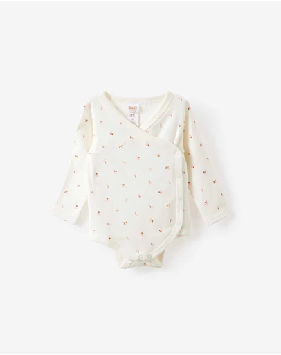 Cotton On Kids - Organic Cross Over Long Sleeve Bubbysuit