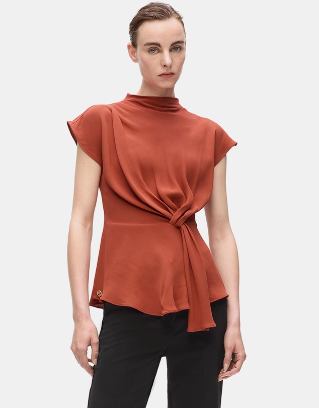 Karl Lagerfeld - Fluid Short Sleeve Knot Blouse