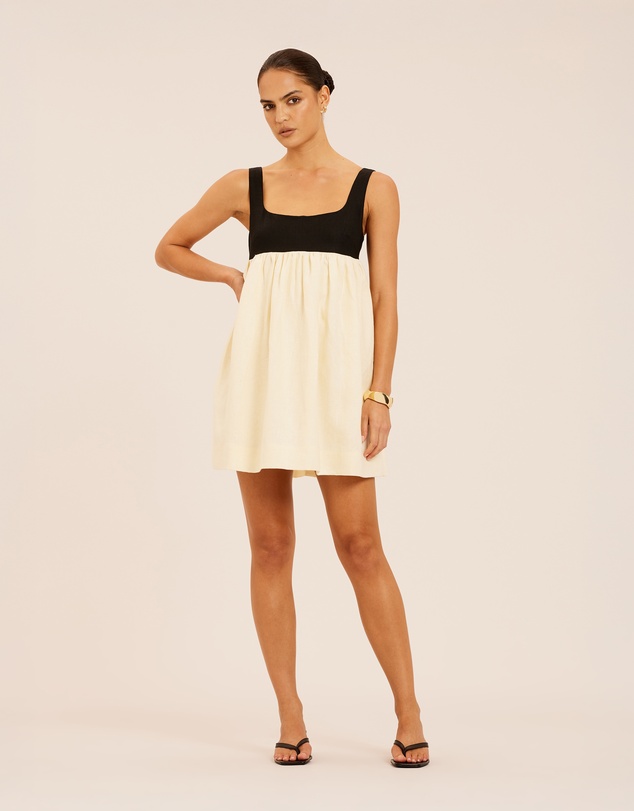 AERE - Delilah Gathered Linen Mini Dress
