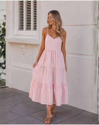 Esther & Co - Sona Dress - Pink Stripe