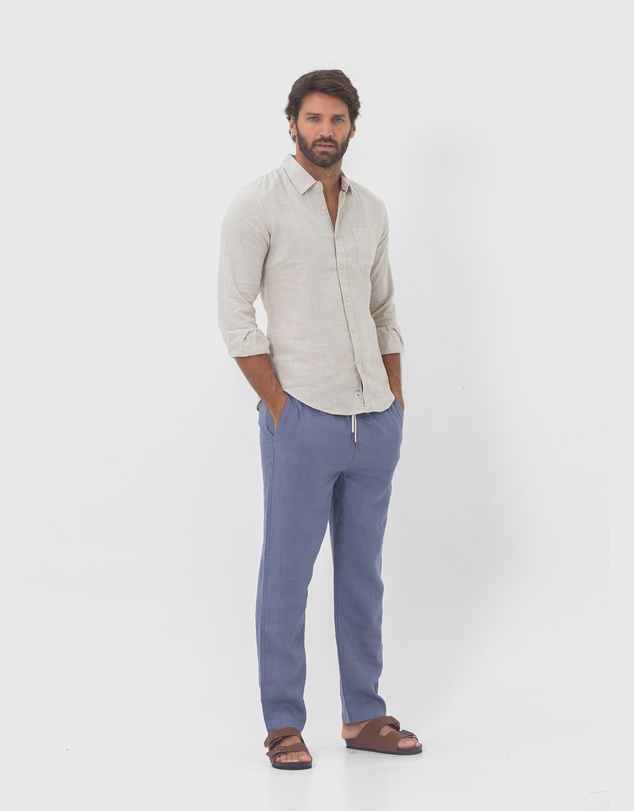 Coast Clothing - Long Sleeve Linen Shirt in Natural Sand