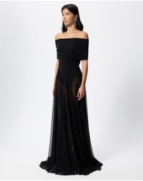 Norma Kamali - Sleeveless Cowl Neck Combo Flared Gown