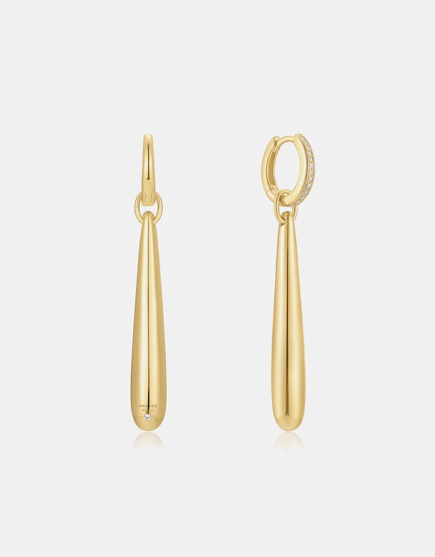 Ania Haie - Ania Haie Gold Long Water Droplet Drop Earrings